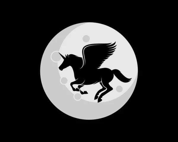 Flying Unicorn Moonlight — Stock Vector