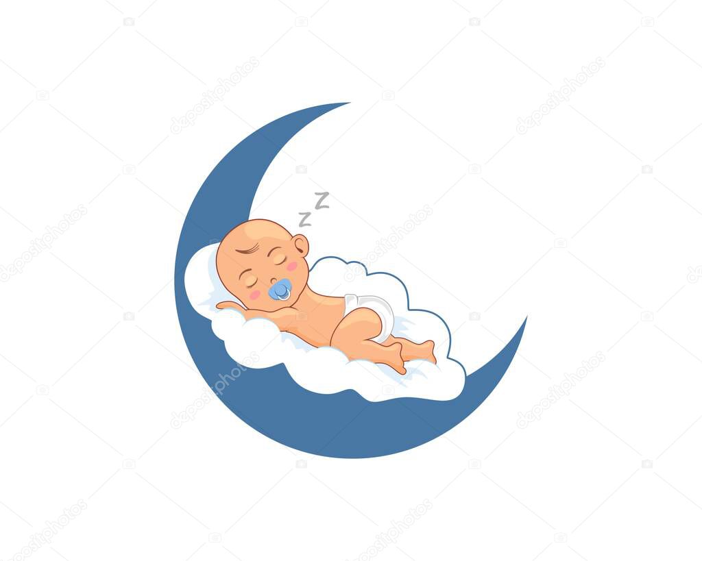 Elegance sleeping baby in the moon