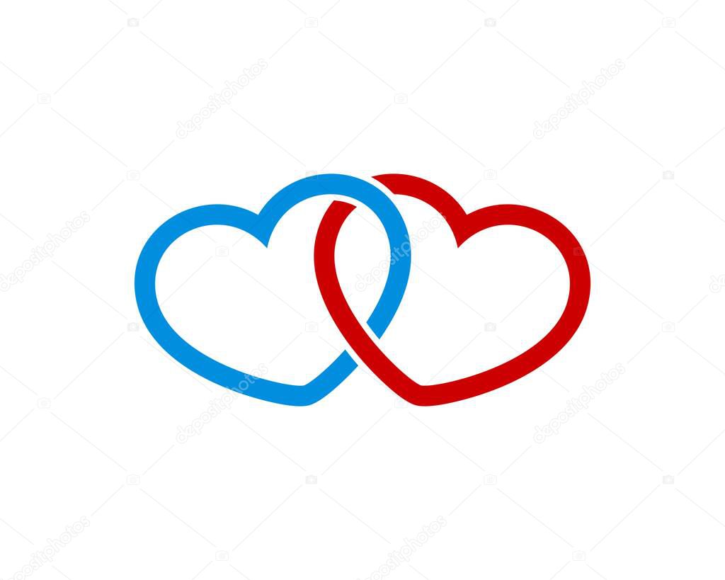 Love shape couple in red and blue color