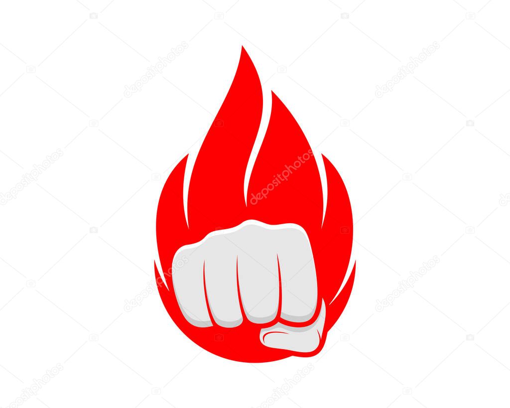 Punch hand in the fire flame