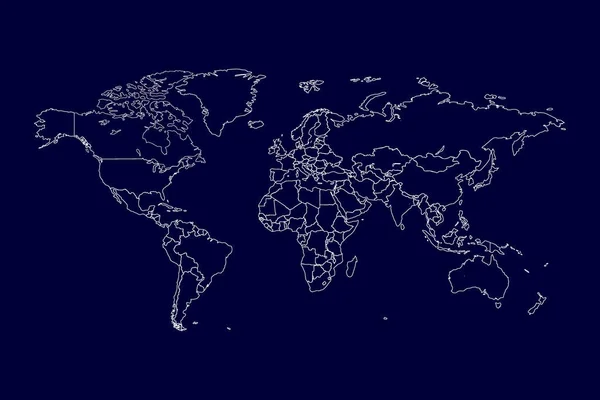 世界地図ベクトル 世界地図の輪郭 — ストックベクタ