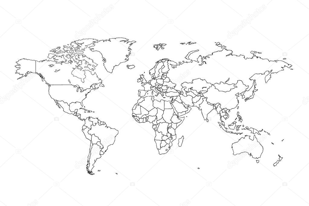 World map vector. Contour of world map