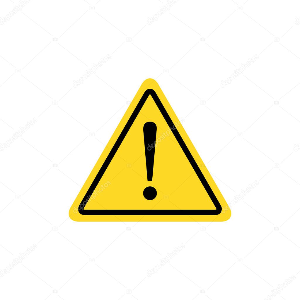 Hazard warning sign with exclamation symbol. Vector icon