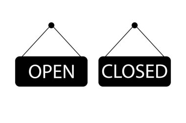 Açık ve kapalı işaretler. Vektör tasarım simgesi