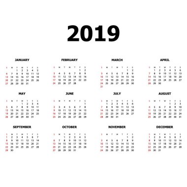 Takvim 2019 vektör soyut