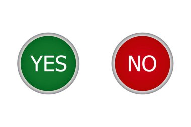 Kırmızı ve yeşil düğme. Evet ve Hayır düğmesini ayarla