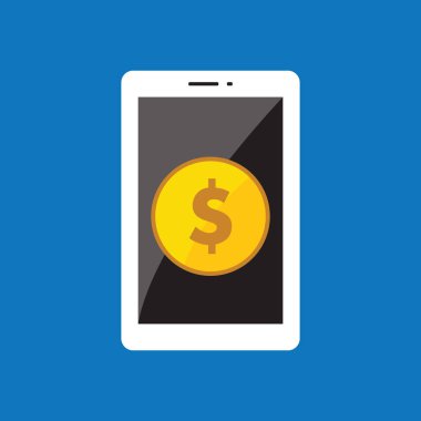 mobil bankacılık düz simgesi, vektör illüstrasyonu 