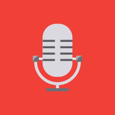 mikrofon düz simgesi, vektör illüstrasyonu 