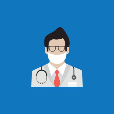 Doktor düz simgesi, vektör çizim 