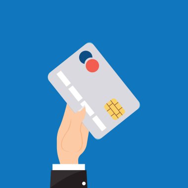 Kartı ödeme düz kutsal kişilerin resmi, vektör çizim 