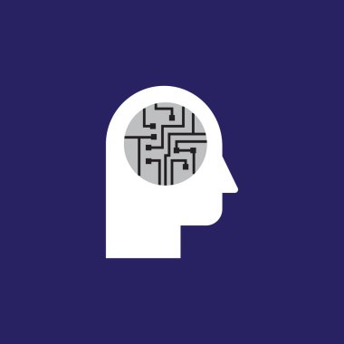 Yapay zeka düz simgesi, vektör çizim 