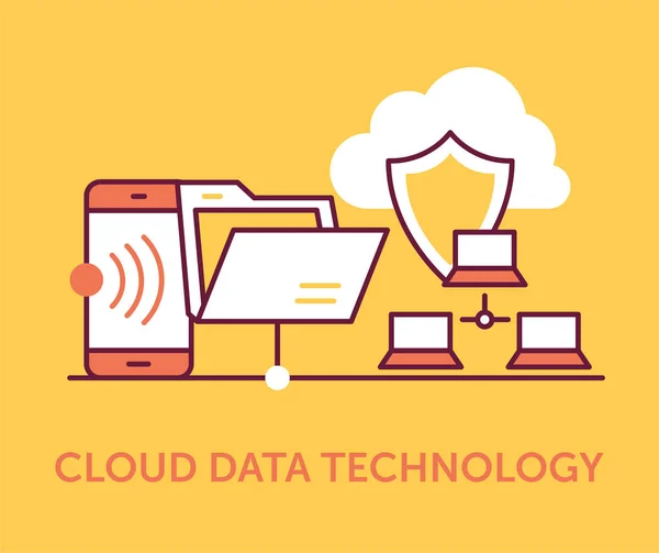 Ícones Tecnologia Dados Nuvem Ilustração Vetorial —  Vetores de Stock