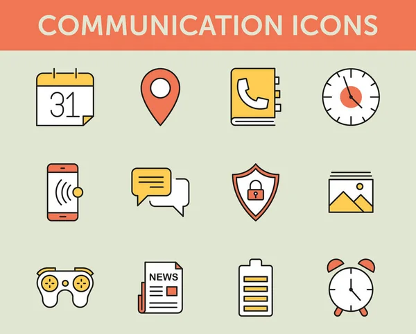 Communication Colored Line Icons Vector — Stock Vector