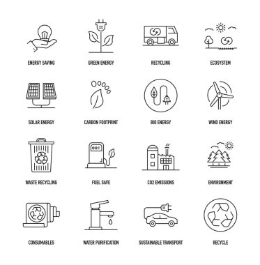 Ekoloji Icon Set, vektör çizim 