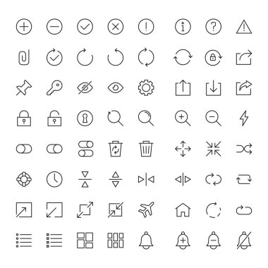 Temel ve arabirim Icon Set, vektör çizim 