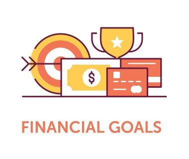 Finansal hedefleri simgeler, vektör çizim 