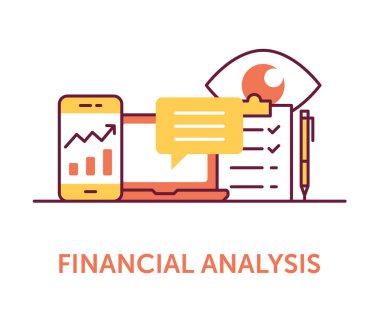 Finansal analiz simgeler, vektör çizim 