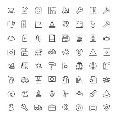 Sanayi simgesi seti, vektör illüstrasyonu 