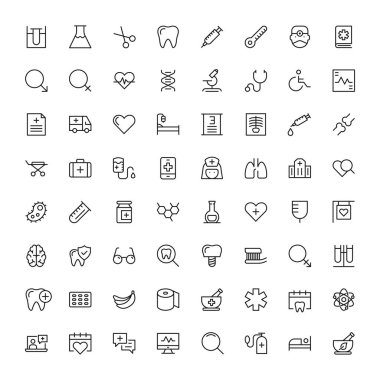 Tıp ve diş sağlık Icon Set, vektör çizim 