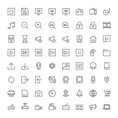 Multimedya Icon Set, vektör çizim 
