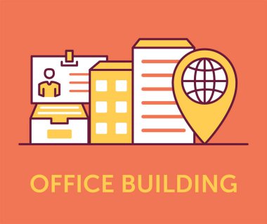 Ofis Binası simgeler, vektör çizim 