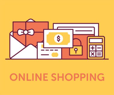 Online alışveriş simgeler, vektör çizim  