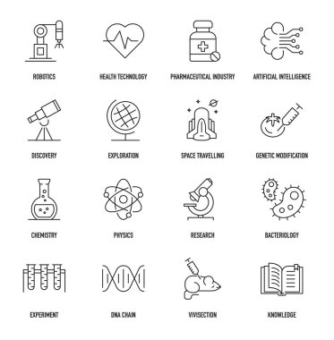 Bilim Icon Set, vektör çizim 