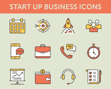  İş kurmak satır simgeler renkte