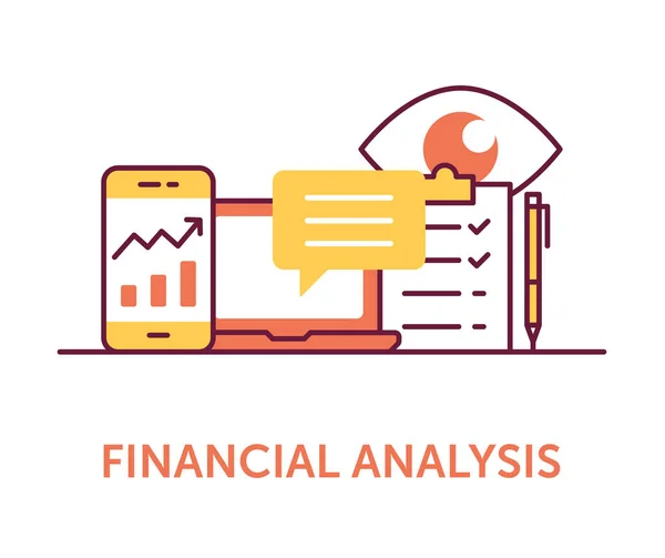 Analisi Finanziaria Icone Illustrazione Vettoriale — Vettoriale Stock
