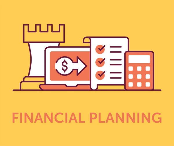 Financiële Planning Pictogrammen Vectorillustratie — Stockvector