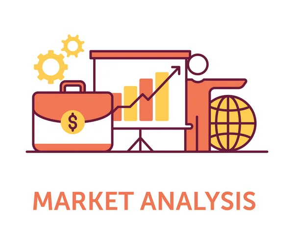 Analisi Mercato Icone Illustrazione Vettoriale — Vettoriale Stock