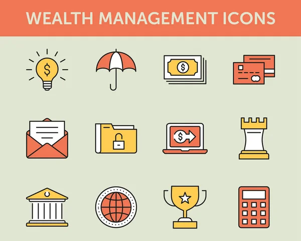 Wealth Management Pictogrammen Vectorillustratie — Stockvector