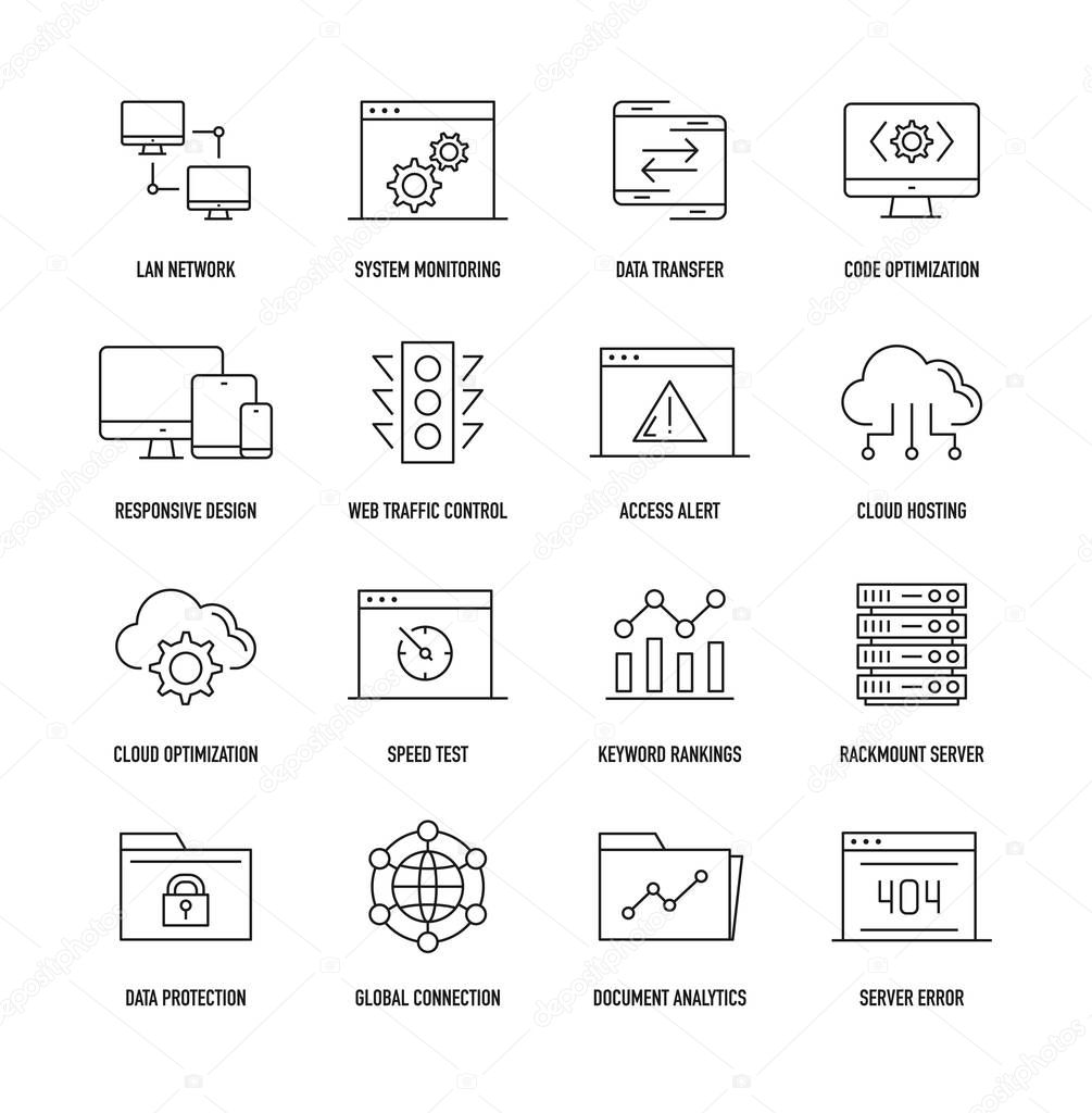 Network Technology Icon Set, vector illustration 