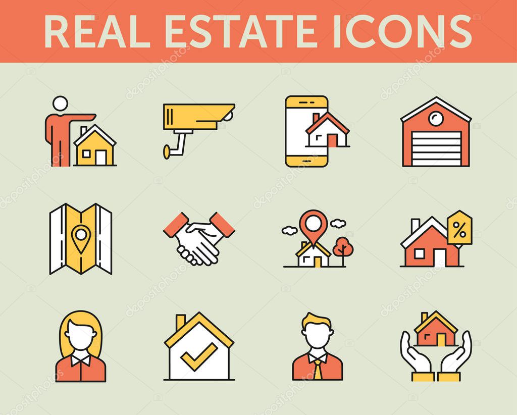 Real Estate Agency Icons, vector illustration