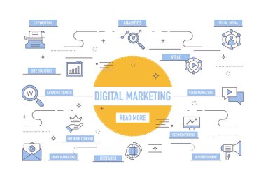 Dijital pazarlama simgeler, vektör çizim 