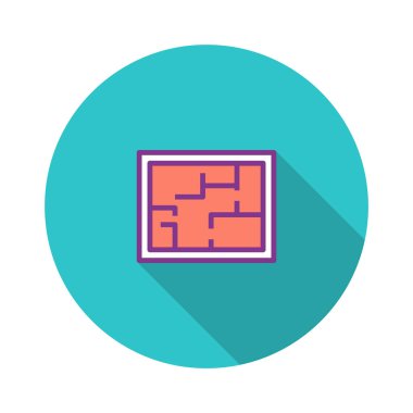 Kat planı düz simgesi, vektör çizim 