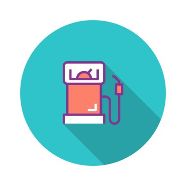 Benzin istasyonu düz simgesi, vektör çizim 