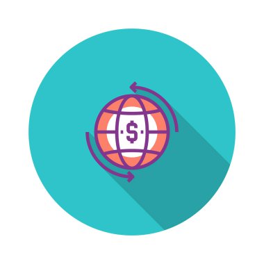 Küresel para düz simgesi, vektör çizim 
