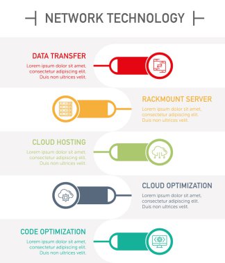 Ağ teknolojisi Infographic simgeler, vektör çizim 