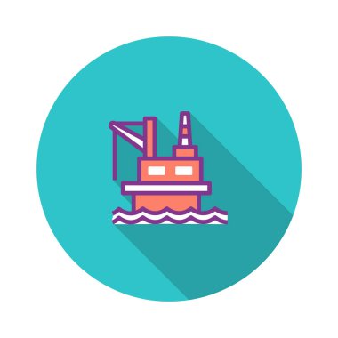 Offshore Platform düz simgesi, vektör çizim 