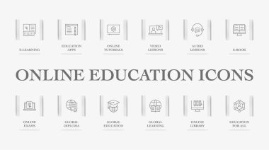 Online Eğitim simgeler, vektör çizim 