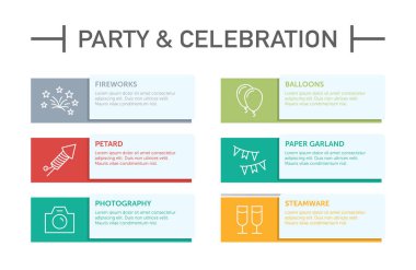 Parti ve kutlama Infographic simgeler, vektör çizim 