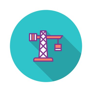 Kule vinç düz simgesi, vektör illüstrasyonu 