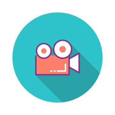 Video kamera düz simgesi, vektör illüstrasyonu 