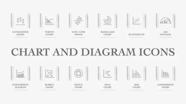 Charts Diagrams Icons Vector Illustration — Stock Vector