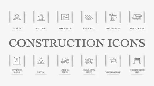 Construction Icons Vector Illustration — Stock Vector