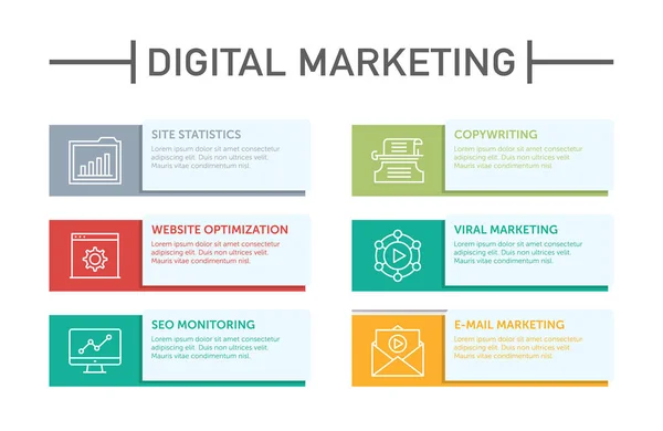 Icônes Infographie Marketing Numérique Illustration Vectorielle — Image vectorielle