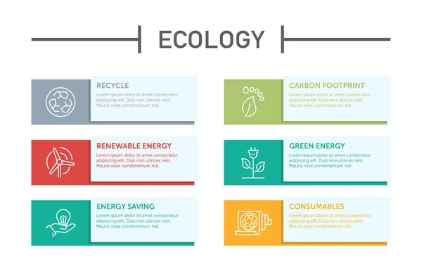 Ekologia Infografikę Ikony Ilustracji Wektorowych — Wektor stockowy