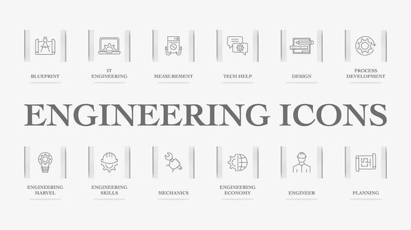 Engineering Icons, vector illustration 