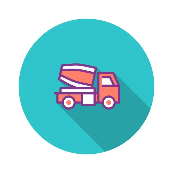 Ilustracja Wektorowa Mieszanie Ciężarówka Ikona Płaskie — Wektor stockowy